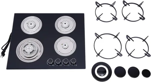 Miniatura 9 de Placa de cocina de gas de 4 quemadores, estufa de propano integrada, estufa de acero inoxidable de 23 pulgadas con marcas transparentes, 4