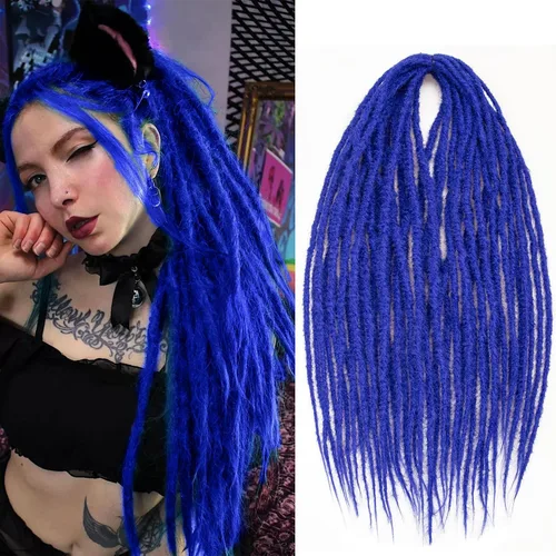 Miniatura 3 de 20 hebras de 24 pulgadas, extensiones de rastas color burdeos, rastas de cabello de ganchillo para mujer, hechas a mano, suaves, trenzas de cabello