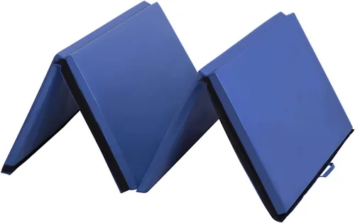Miniatura 10 de Colchoneta de gimnasia portátil plegable de 4 x 8/2 x 6 pies, tapete de ejercicio de piel sintética con asas de transporte para entrenamiento en Rosa