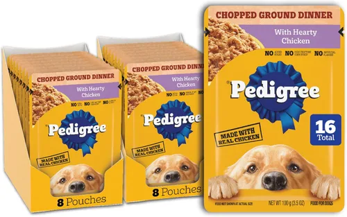 Miniatura 16 de Pedigree Cena húmeda molida y picada para perros adultos, variedad de queso, (18) bolsas de 3.5 oz