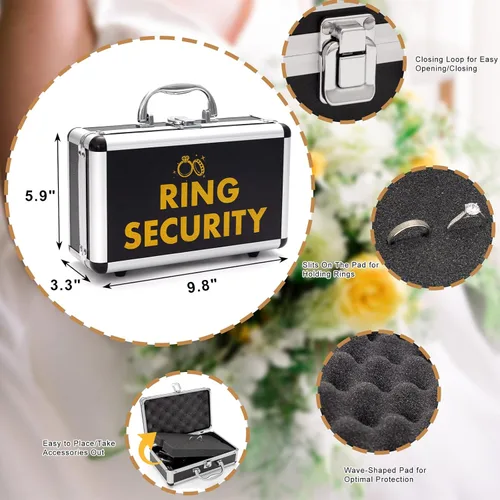 Miniatura 2 de Caja de seguridad para anillos de boda con almohadilla de soporte para anillos, maletín de seguridad, gafas de sol para portador de propuestas