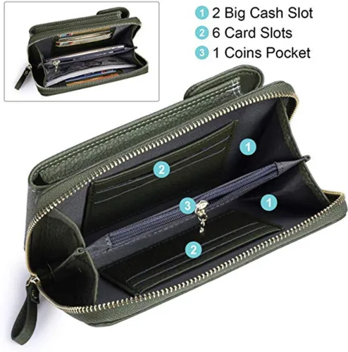 Miniatura 5 de Bolsa cruzada de piel para teléfono celular, con ranuras para tarjetas con protección de interferencia de radiofrecuencia (RFID), de cuero