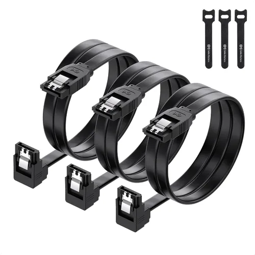 Miniatura 8 de Cable Matters Paquete de 3 cables SATA SATA de 90 grados – 18 pulgadas, SATA III 6Gbps de ángulo recto para SSD, HDD, unidades de CD/DVD, disco