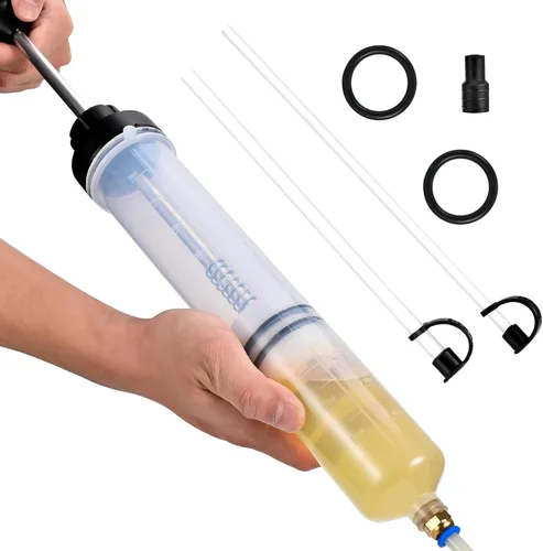 SOWKIPE Bomba de Extracción de Líquido Automotriz de 500CC, Bomba de Extracción y Llenado Manual Premium con 2 Mangueras, Jeringa de Aceite con