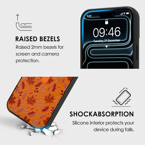 Miniatura 2 de Funda compatible con iPhone 17 Pro con correa de mano para los dedos, bonita funda de teléfono de otoño con hojas de arce para mujeres y hombres