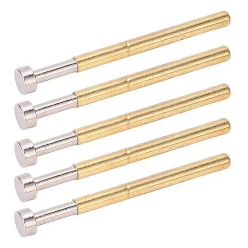 Miniatura 3 de 100pcs PCB Prueba Pogo Pin Latón Cabeza Plana Resorte Prueba Sonda 2.36mm/0.1in Tubo Diámetro 34mm/1.3in Longitud