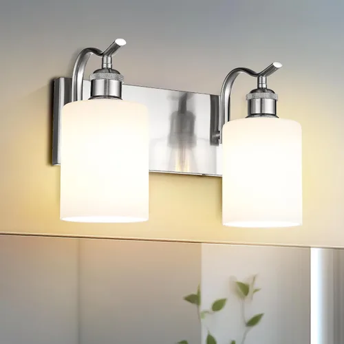 Miniatura 22 de Lámpara de tocador de baño de 3 luces, aplique de pared de níquel cepillado, lámpara de baño moderna con vidrio transparente, VL01BN-3 Níquel