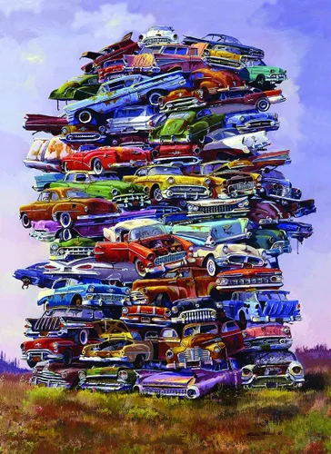 TDC Games Rompecabezas de coche clásico fabuloso de los años 50, rompecabezas vintage de 1000 piezas para adultos