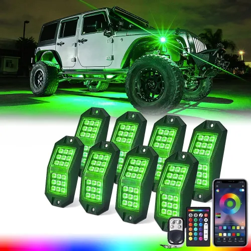 Miniatura 12 de Xprite - Kit de luces LED RGB bluetooth con controlador RF, luces neón multicolor intermitentes que sincronizan con la música para vehículos