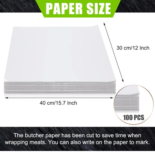 Miniatura 2 de Papel de carnicero blanco para sublimación, hojas de papel de carnicero desechables, hojas cuadradas para carne precortadas, sin cera para prensa