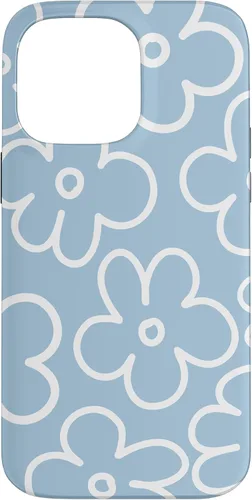 Miniatura 20 de Funda floral para iPhone 14 Cute Sky Blue and White Flower Pattern Wildflower
