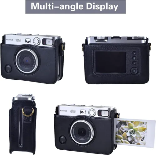 Miniatura 5 de Rieibi Mini EVO - Funda protectora de piel sintética retro para cámara instantánea Fujifilm Instax Mini EVO - Funda extraíble con correa ajustable
