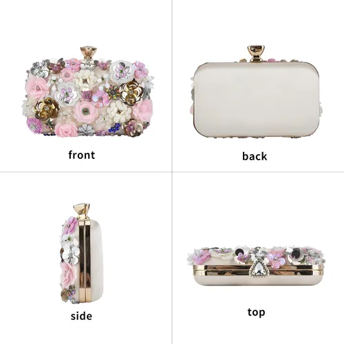 Miniatura 7 de POPIDEO Women's Flower Floral Evening Clutch Bag Wedding Purse Rhinestone Crystal Beaded Cocktail Party Bridal Prom Handbag
