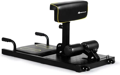 Goplus Máquina de sentadillas profundas, 8 en 1 Sissy Squat Fitness Equipo funcional de entrenamiento de entrenamiento para sentarse y empujar hacia