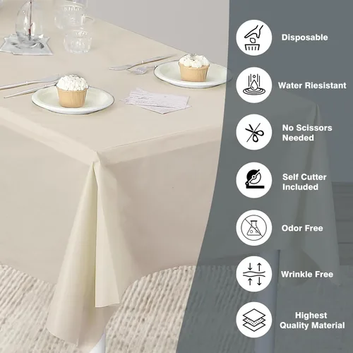Miniatura 114 de Rollo de plástico para cubierta de mesa color verde manzana, 40 pulgadas x 100 pies, rollo de plástico resistente para cubierta de mesa de banquetes
