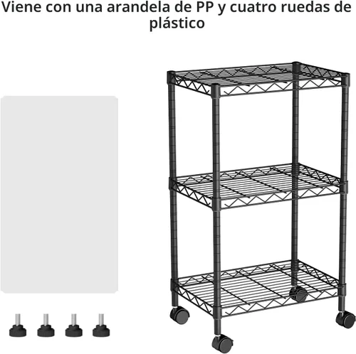 Miniatura 4 de Golpart Estantes pequeños de 3 niveles de almacenamiento, estantería de alambre de metal, organizadores ajustables, estantes de almacenamiento