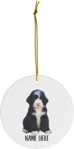 Miniatura 2 de Funny Bernedoodle Choco - Adornos para árbol de Navidad 2025, color blanco