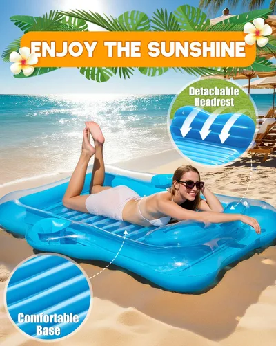 Miniatura 7 de Snowalva Inflatable Tanning Pool Lounger Float, Pool Floats Adult with Automatic Spray Cooling, 5 in 1 Suntan Tub Raft Floatie, Sunbathing Bed