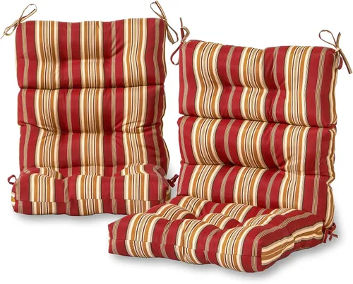 Miniatura 15 de Cojines para silla de respaldo alto para exteriores, diseño de asiento y respaldo con bisagras de una pieza, reversibles con 4 lazos, tela