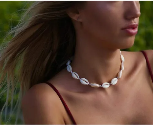 Miniatura 3 de CENAPOG Gargantilla de concha de Cowrie para mujer, collar de concha de Puka, collar de conchas marinas, joyería hawaiana de playa, Concha, concha