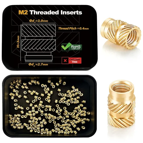 Miniatura 9 de 300 piezas de inserciones roscadas M2 M2.5 para plástico con puntas de ajuste térmico, kit de inserciones de ajuste térmico M2 y M2.5, inserciones