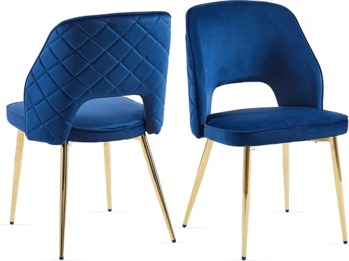 Miniatura 13 de NORDICANA Juego de 2 sillas de comedor modernas, sillas acentuadas tapizadas en beige bouclé con patas doradas de metal, sillas laterales