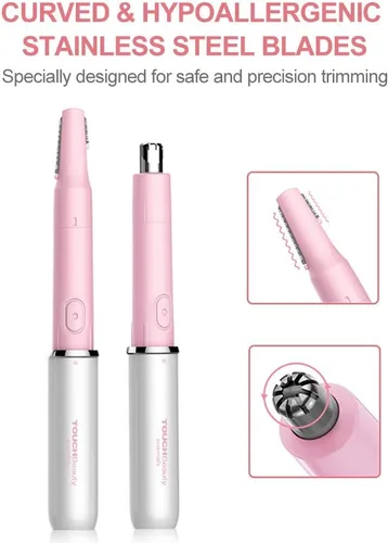 Miniatura 3 de TOUCHBeauty Recortadora de pelo para cara, cejas, nariz, orejas, cuerpo, todo en UNO, removedor de pelo para mujeres y hombres, doble cuchilla, Rosa