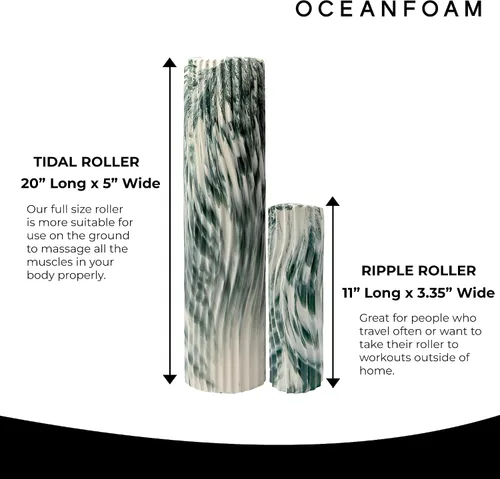 Miniatura 6 de Oceanfoam Tidal Roller Hunter Marbled - Rodillo de espuma para masaje muscular para dolor de espalda y estiramientos, textura firme y ergonómica