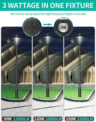 Miniatura 35 de Luz LED para poste superior, certificación ETL, 80 W, 64 W, 48 W, ajustable, 3 CCT, luces de poste para exteriores ajustables con fotocélula IP65
