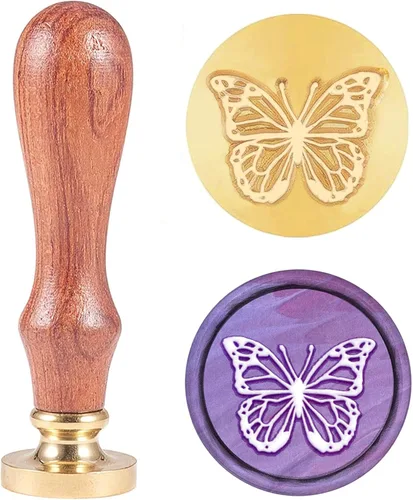 Miniatura 16 de CRASPIRE Sello de cera con letra L, sello de mariposa, 1.181 in, retro, vintage, extraíble, latón, cabeza con mango de madera, para invitaciones