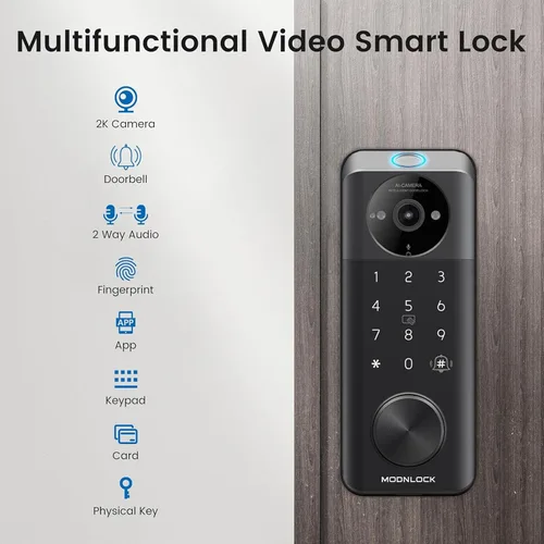 Miniatura 3 de Cerradura inteligente con cámara sin llave cerradura de puerta de entrada 2K Video WiFi cerrojo huella digital teclado aplicación Control remoto