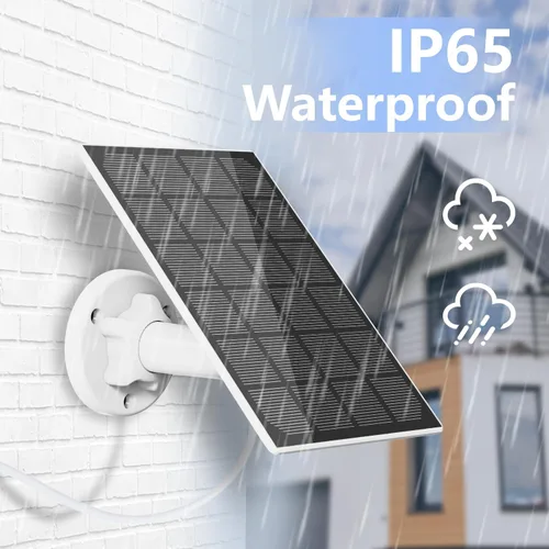 Miniatura 2 de GMK Panel solar de 3 W para cámara de seguridad, puerto USB-A de 5 V con cable de carga de 10 pies, compatible con cámara recargable con batería