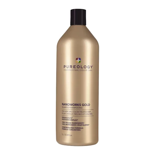 Pureology Nanoworks Gold Shampoo | Para cabello muy seco y teñido | Renueva suavidad y brillo | Sin sulfatos | Vegano