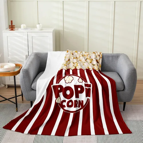 Miniatura 39 de Feelyou Manta de felpa para cine, manta de franela con patrón de palomitas de maíz para niños, niñas, adolescentes, póster de cine para todas