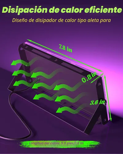 Miniatura 8 de Paquete de 2 Luces Negras LED de 50W, Reflector de Luz Negra para Fiesta Brillante IP66 Impermeable, Luces Negras Exteriores con Interruptor