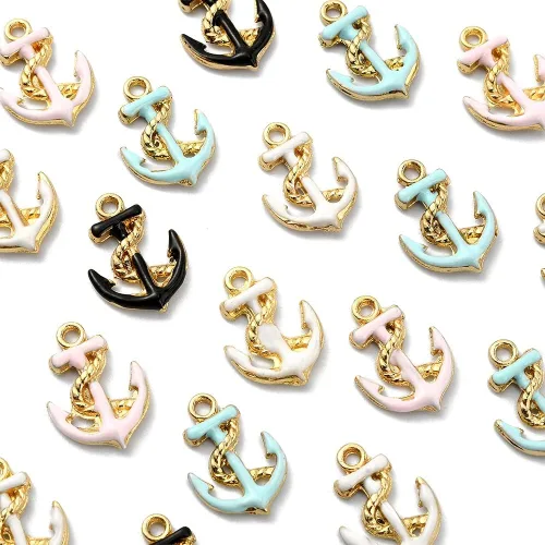 Miniatura 15 de LiQunSweet 20 dijes chapados en oro con cruz esmaltada blanca para hacer joyas Colgantes blancos de cruz