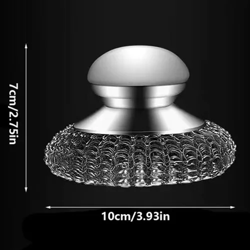 Miniatura 2 de Paquete de 2 Estropajos de Lana de Acero para Platos, Cepillo de Platos de Acero Inoxidable con Mango Ergonómico de Acero Inoxidable, para Limpiar
