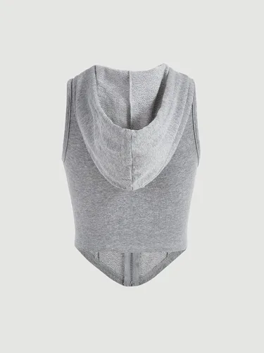 Miniatura 2 de Verdusa Sudadera sin mangas con capucha y cremallera completa para mujer
