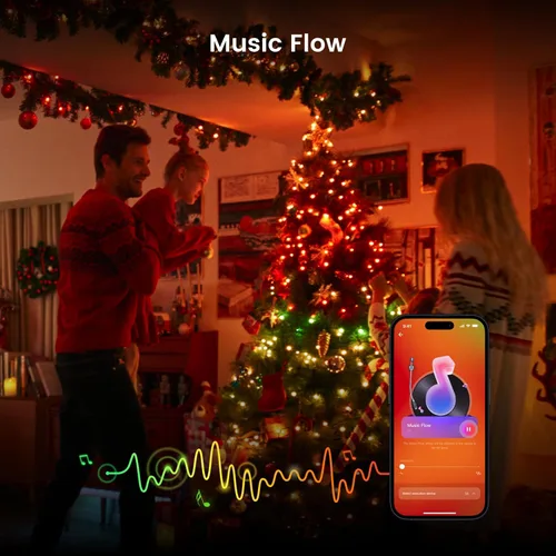 Miniatura 2 de YEELIGHT Luces de Navidad inteligentes, 200 luces LED de 66 pies que cambian de color con control remoto y conexión Bluetooth, cadena de luces LED