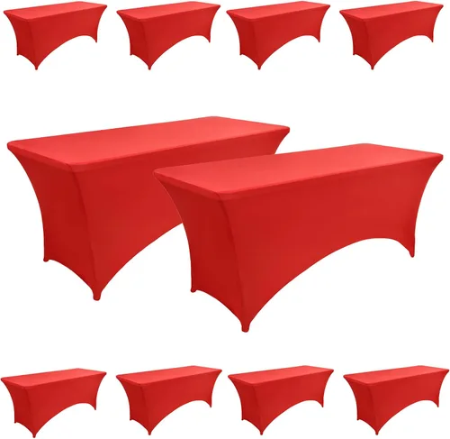Miniatura 33 de Paquete de 2 Cubiertas de Mesa de Spandex de 4 pies para Mesas Plegables Rectangulares - Manteles Elásticos Ajustados Resistentes a las Arrugas