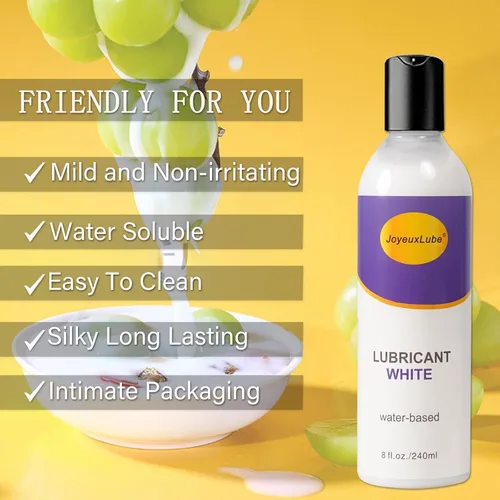 Miniatura 2 de Lubricante blanco a base de agua de 8 onzas líquidas, cremoso sin aroma, lubricante de gel natural de larga duración, suave y resbaladizo