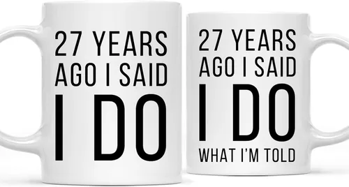 Miniatura 15 de Andaz Press Divertida taza de café de 11 onzas para parejas con texto en inglés "I Said I Do, I Said I Do What I'm Told", paquete de 2 con caja