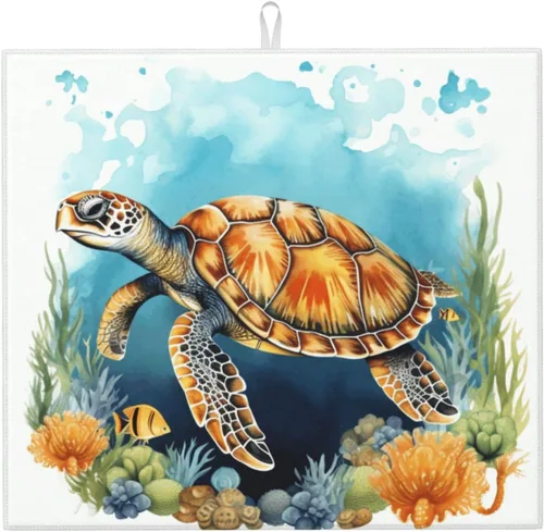 Miniatura 26 de Tapete de secado de platos de mármol blanco dorado para encimera de cocina, absorbente de 16 x 18 pulgadas, placa de microfibra de vidrio