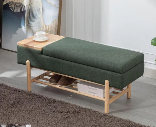 Miniatura 11 de EALSON Banco de almacenamiento moderno para dormitorio, extremo de la cama, banco otomano tapizado de sherpa con almacenamiento y zapatero de Beige