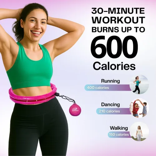 Miniatura 6 de FIT ON FORM Infinity Weighted Hula Hoop for Adults Weight Loss, Smart Exercise Hola Circle Hoop for Women Abs Workout