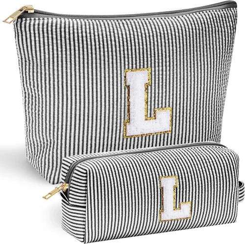 Miniatura 49 de YOOLIFE Regalos del Día de la Madre para mujeres, bolsa de maquillaje con inicial, bolsa de cosméticos, bolsa de maquillaje de viaje, regalos Rosado