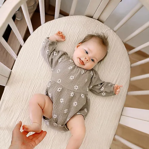 Miniatura 121 de lulumoon Sábanas de muselina para moisés para bebé: sábanas ajustables suaves para moisés de cabecera para niños y niñas Oliva y Crema