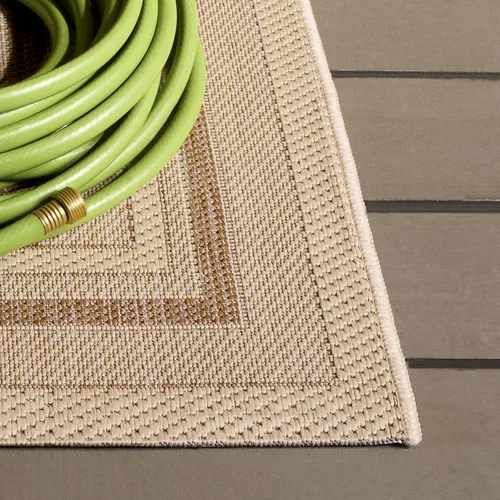 Miniatura 3 de SAFAVIEH Alfombra lavable al aire libre Courtyard Collection – 4' x 5'7", beige oscuro y beige, no desprende pelusa y fácil de limpiar, ideal
