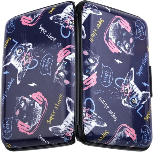 Miniatura 42 de Tarjetero de aluminio con bloqueo RFID para hombres y mujeres, elegante cartera de viaje con 7 ranuras, la mejor protección contra escaneos