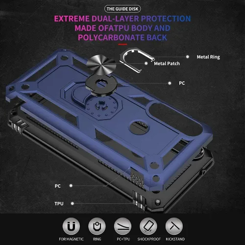 Miniatura 4 de Yiakeng Funda para Moto G Power 2020, Motorola G Power 2020 con protector de pantalla, fundas protectoras de grado militar con anillo para Moto G
